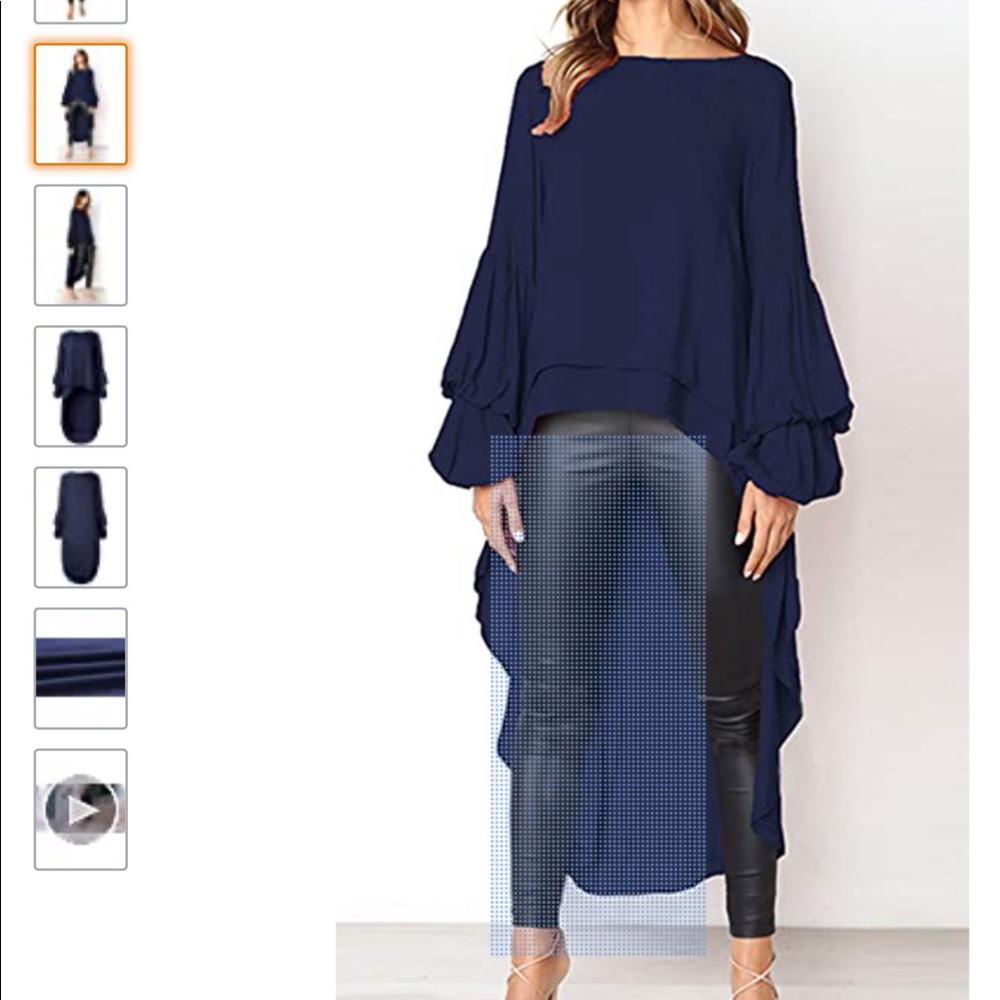 High low blue blouse